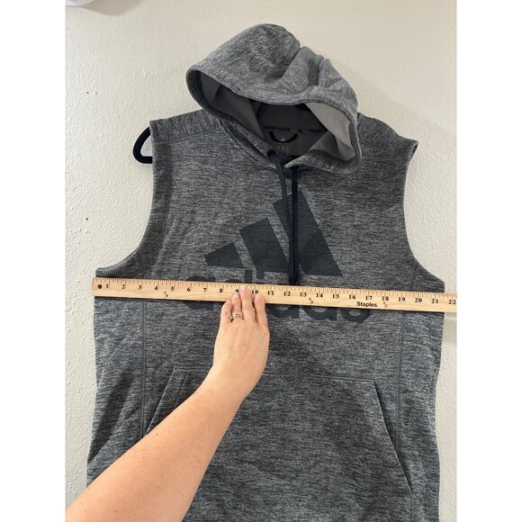 Adidas Hoodie Mens Gray Sleeveless clima warn Athletic Sport size M team issue - Picture 6 of 7